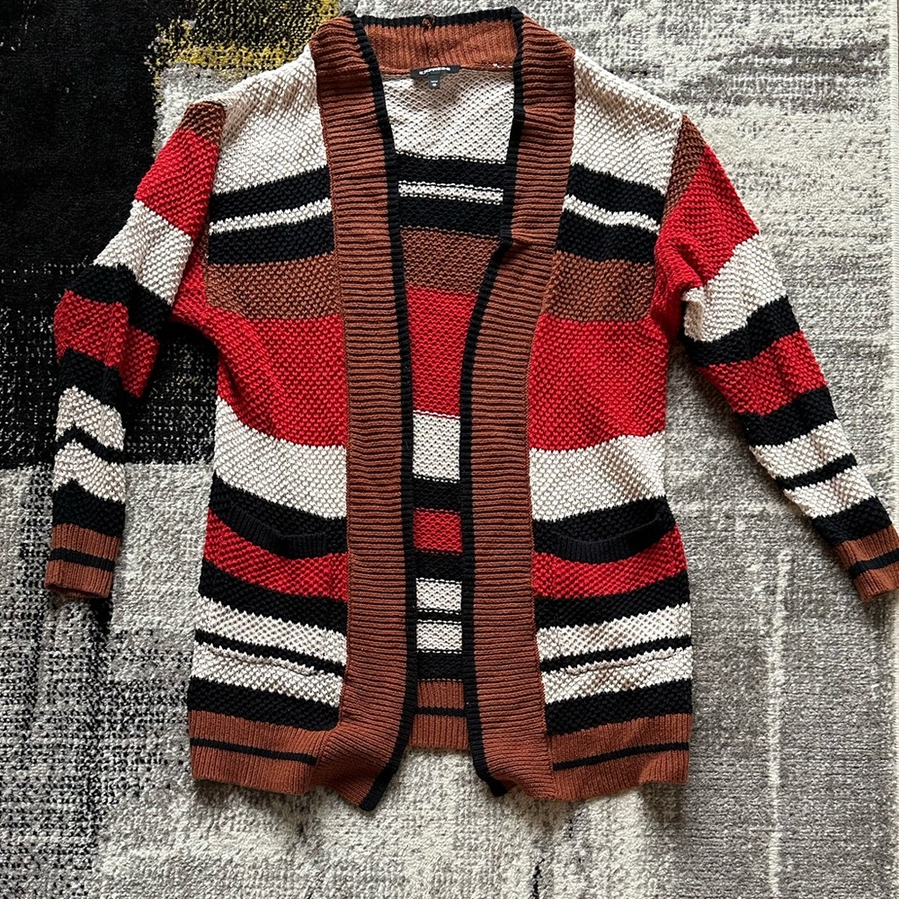 Express Striped Cardigan Sweater